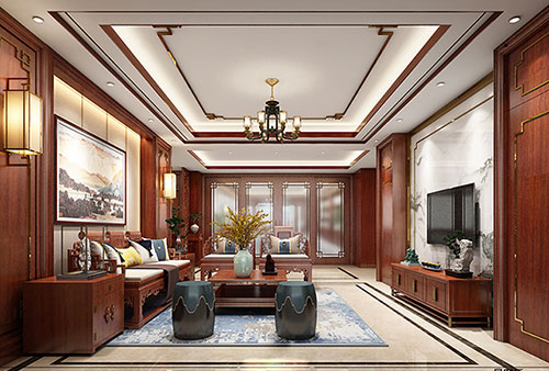 鹤峰小清新格调的现代简约别墅中式设计装修效果图
